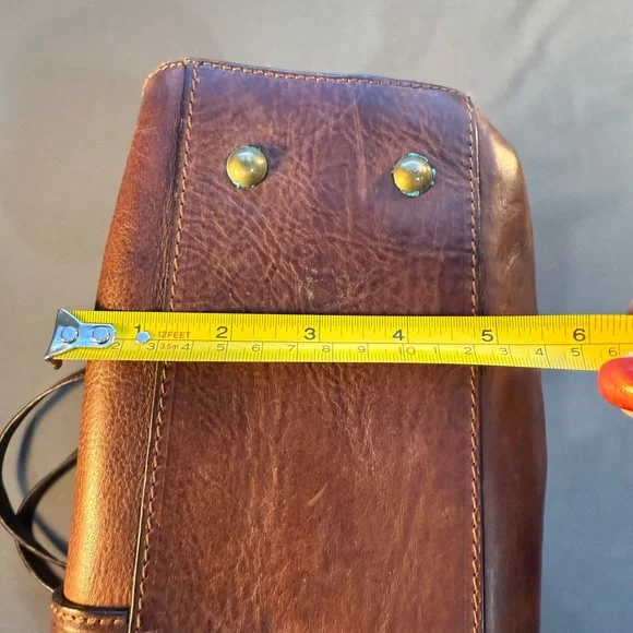 Vintage Paolo Masi  Leather  Large Brown Made In  Italy Purse Bag  Satchel - Picture 12 of 16